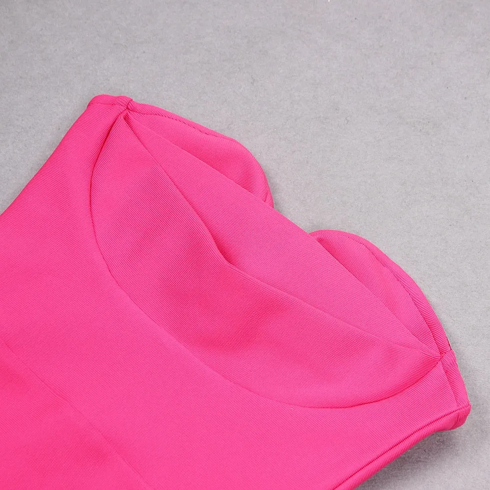 Pink Midi Dress with Open Shoulders