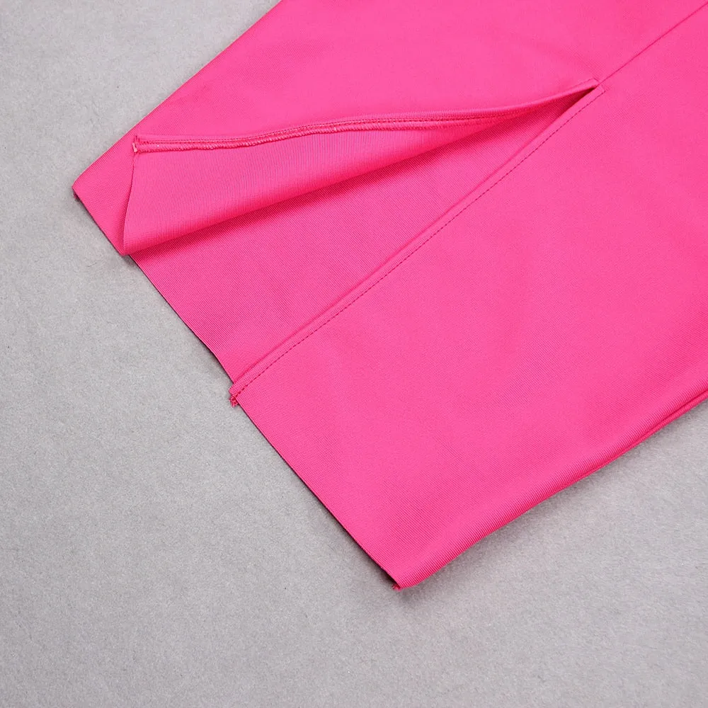 Pink Midi Dress with Open Shoulders