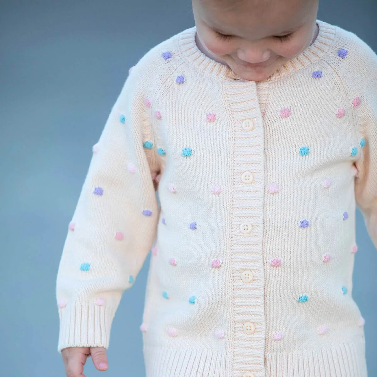 Pom Pom Sweater_Cream   Rainbow Dots
