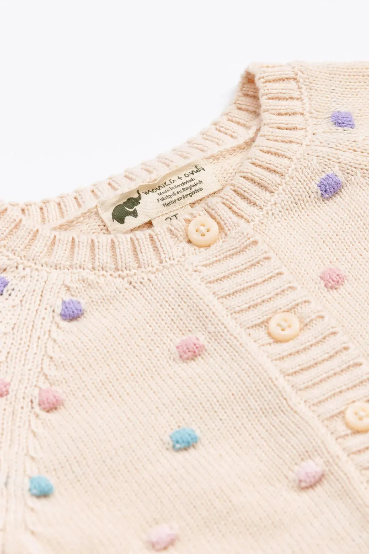 Pom Pom Sweater_Cream   Rainbow Dots