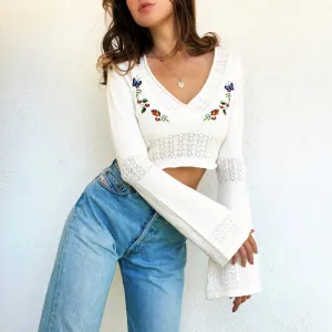 Vintage Embroidered Butterfly Sweater