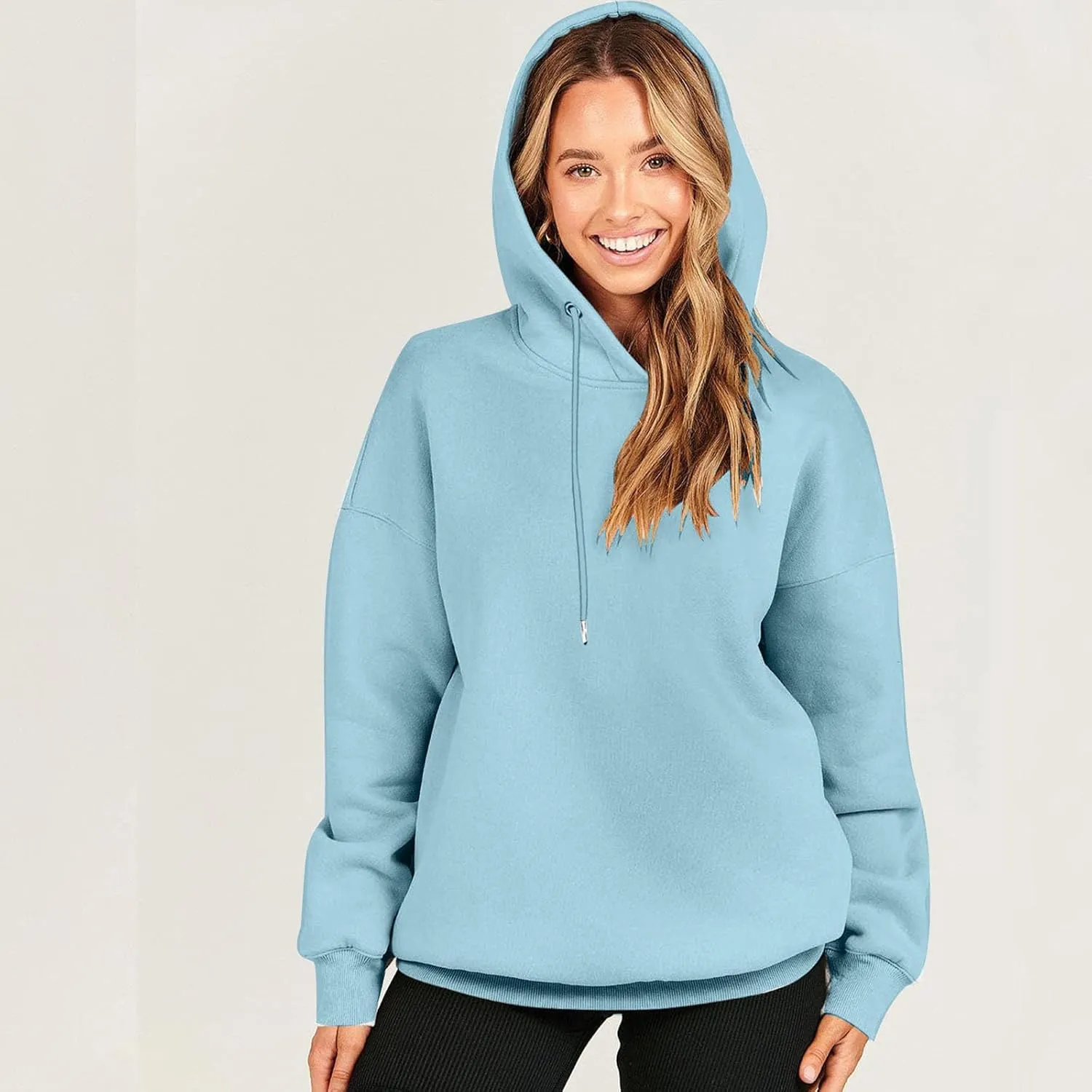 Winter Sweatshirts for Women Casual Solid Color Pullover Hoodies Drawstring Long Sleeve Sweatshirt Regular Shirts