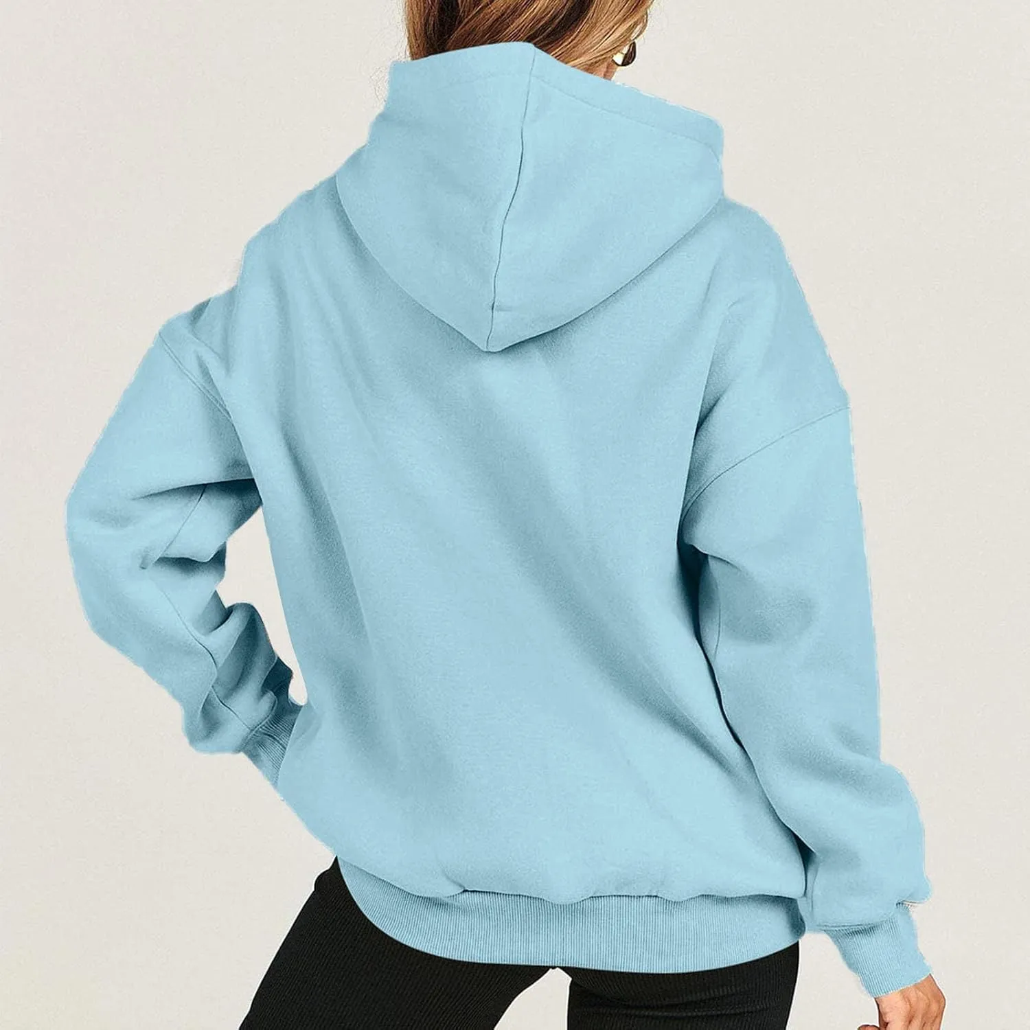 Winter Sweatshirts for Women Casual Solid Color Pullover Hoodies Drawstring Long Sleeve Sweatshirt Regular Shirts