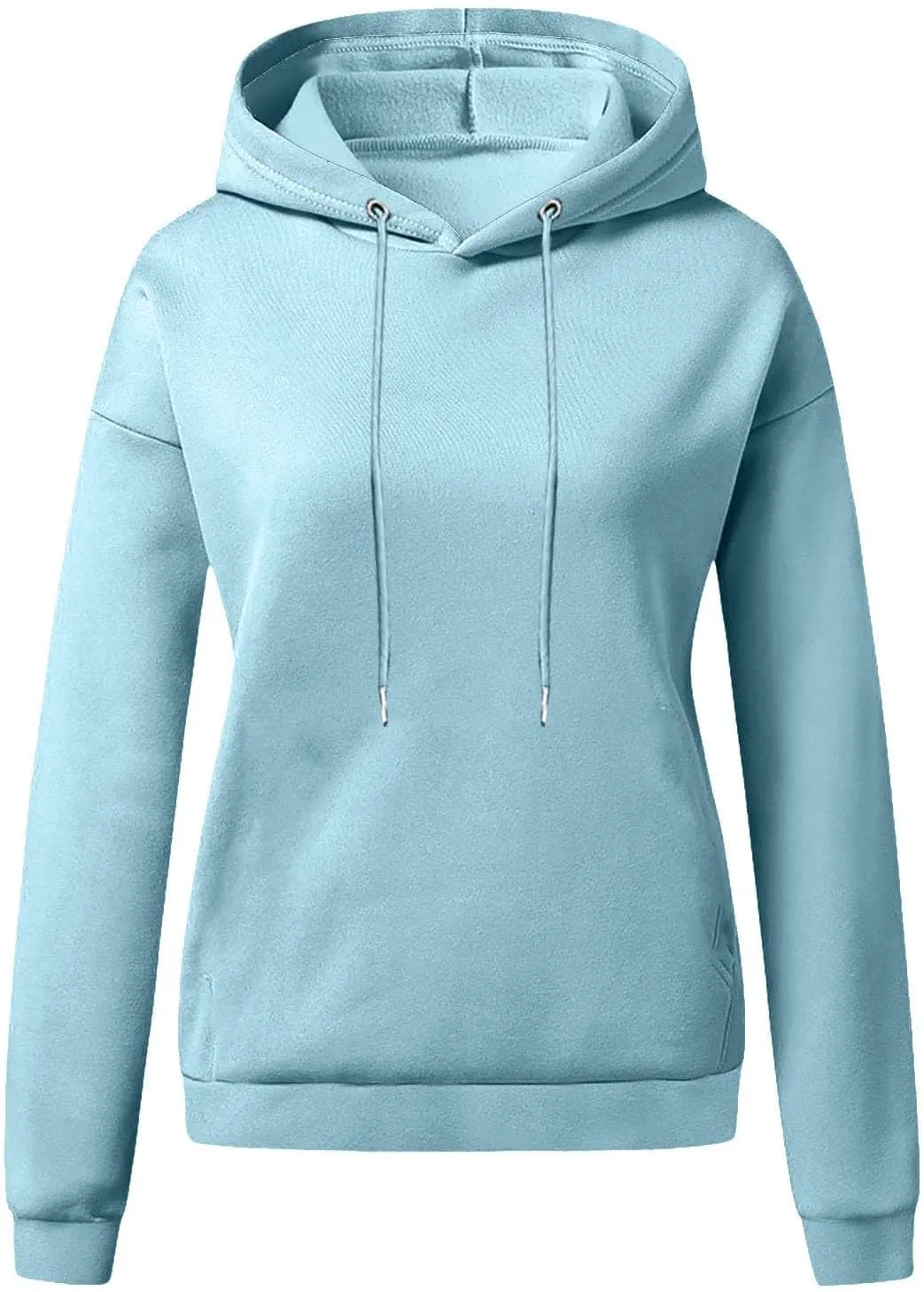 Winter Sweatshirts for Women Casual Solid Color Pullover Hoodies Drawstring Long Sleeve Sweatshirt Regular Shirts
