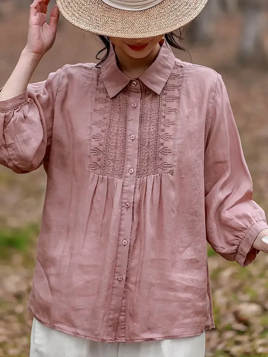 Women Spring Ramie Loose Shirt