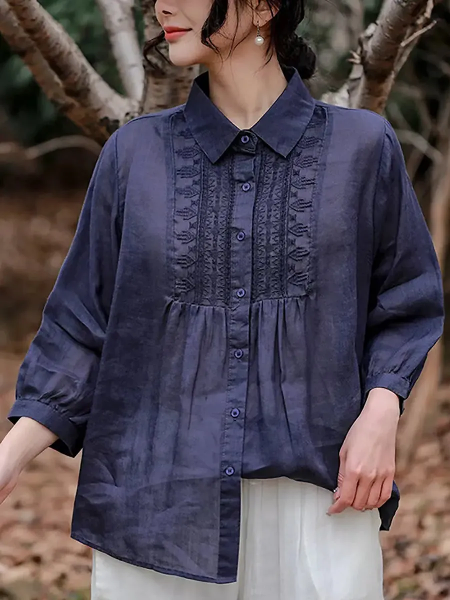 Women Spring Ramie Loose Shirt