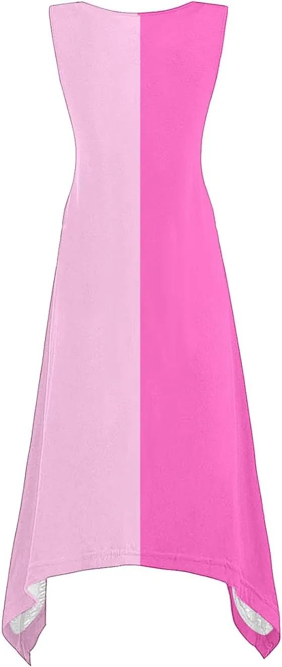 Womens Casual Midi Dresses Loose Fit Printed Tank Dress Casual Lightweight Dress Summer Vacation Dresses