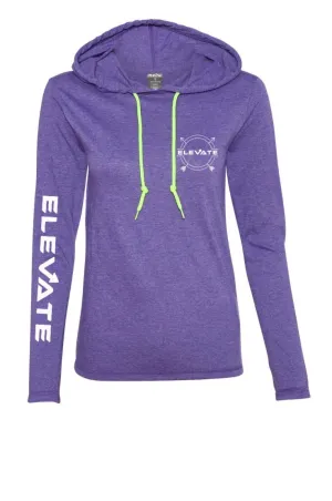 Womens Lightweight Long Sleeve - Heather Purple/ Neon Yellow