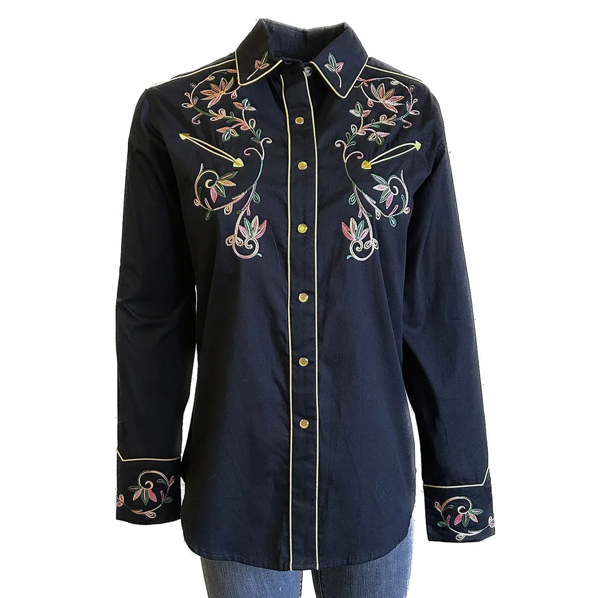 Women's Vintage Western Shirt Collection: Rockmount Variegated Floral Embroidery