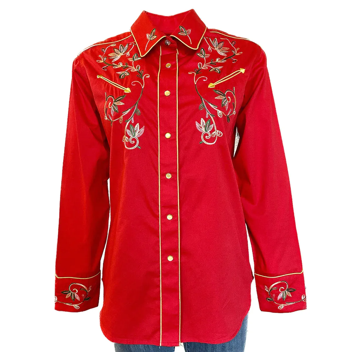 Women's Vintage Western Shirt Collection: Rockmount Variegated Floral Embroidery