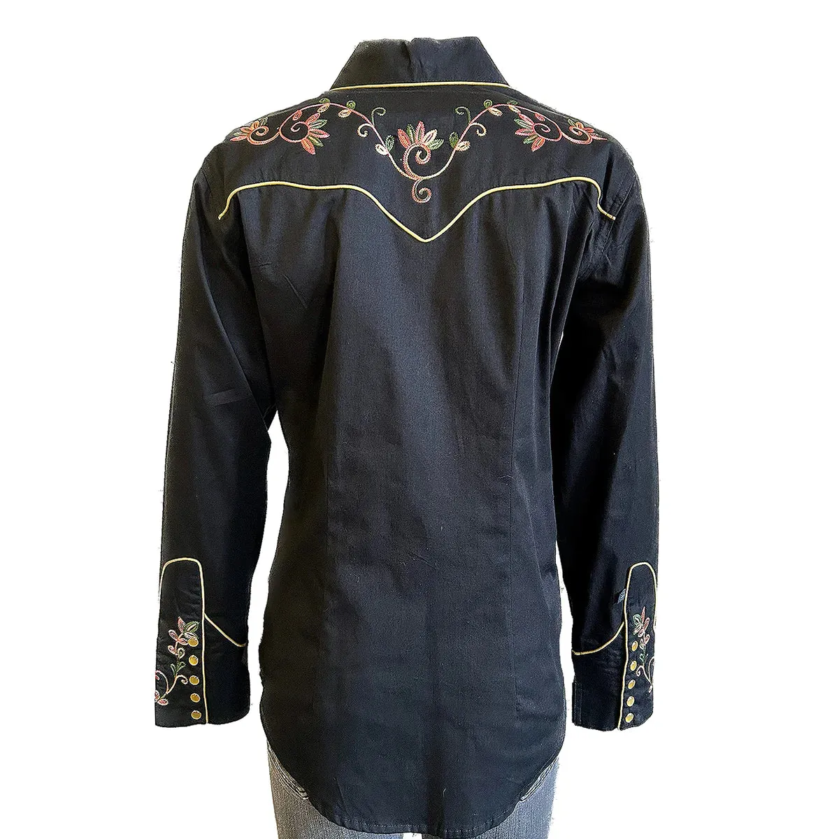 Women's Vintage Western Shirt Collection: Rockmount Variegated Floral Embroidery