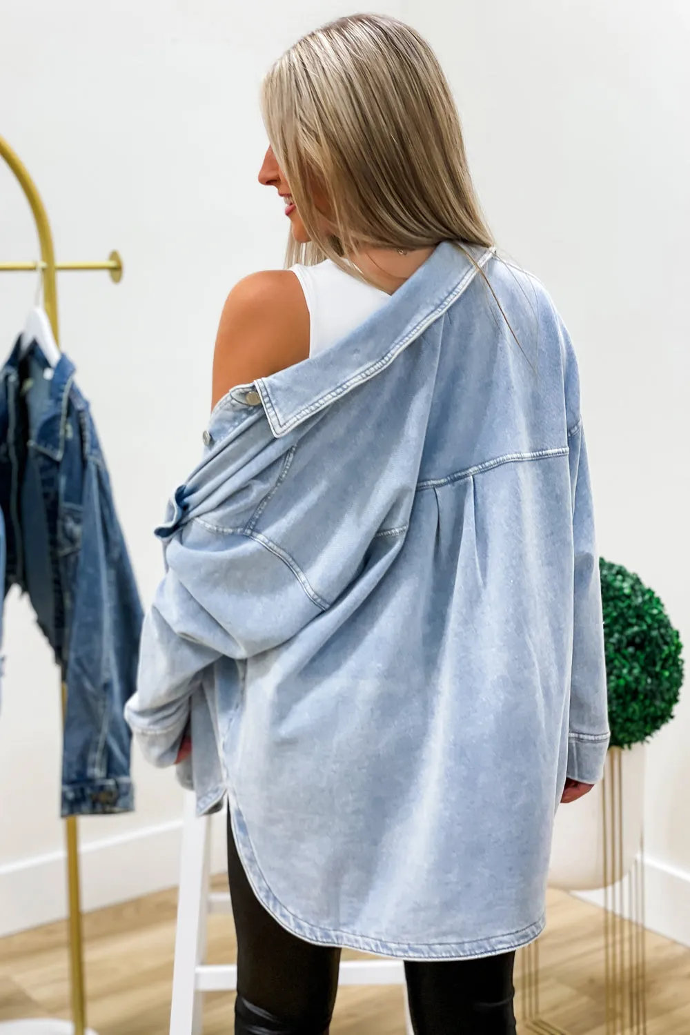 Z Supply: All Day Knit Denim Jacket - Washed Indigo