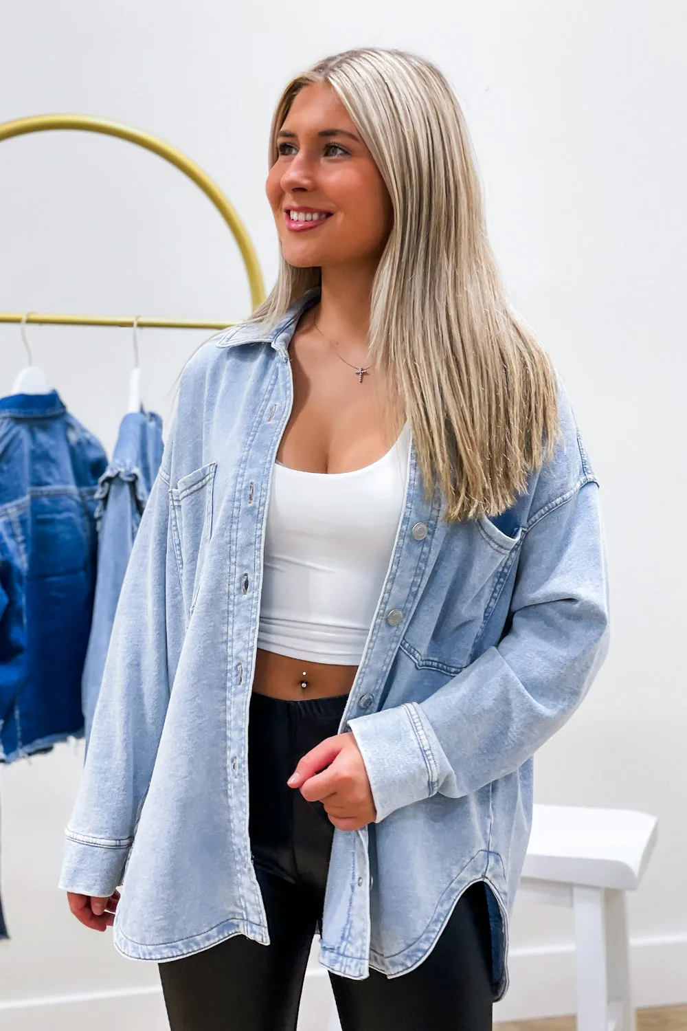 Z Supply: All Day Knit Denim Jacket - Washed Indigo