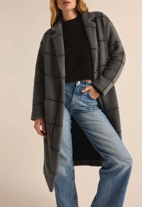Z Supply - Mason Windowpane Coat Charcoal Heather