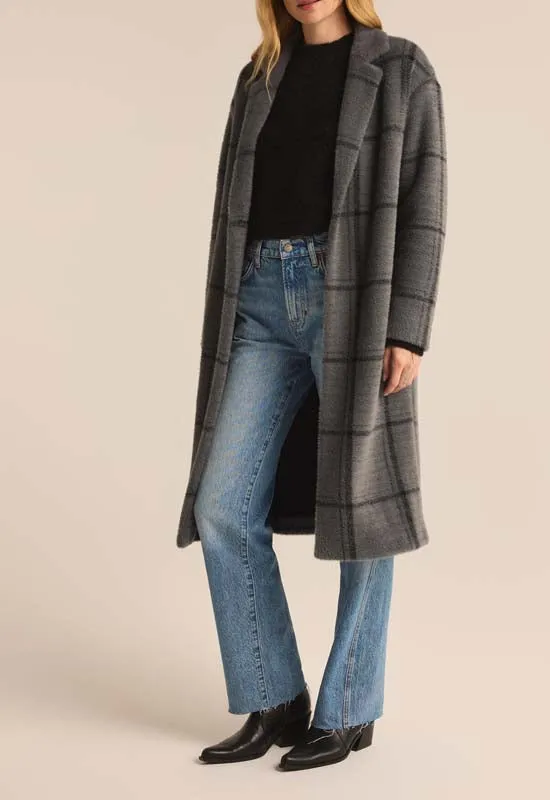 Z Supply - Mason Windowpane Coat Charcoal Heather