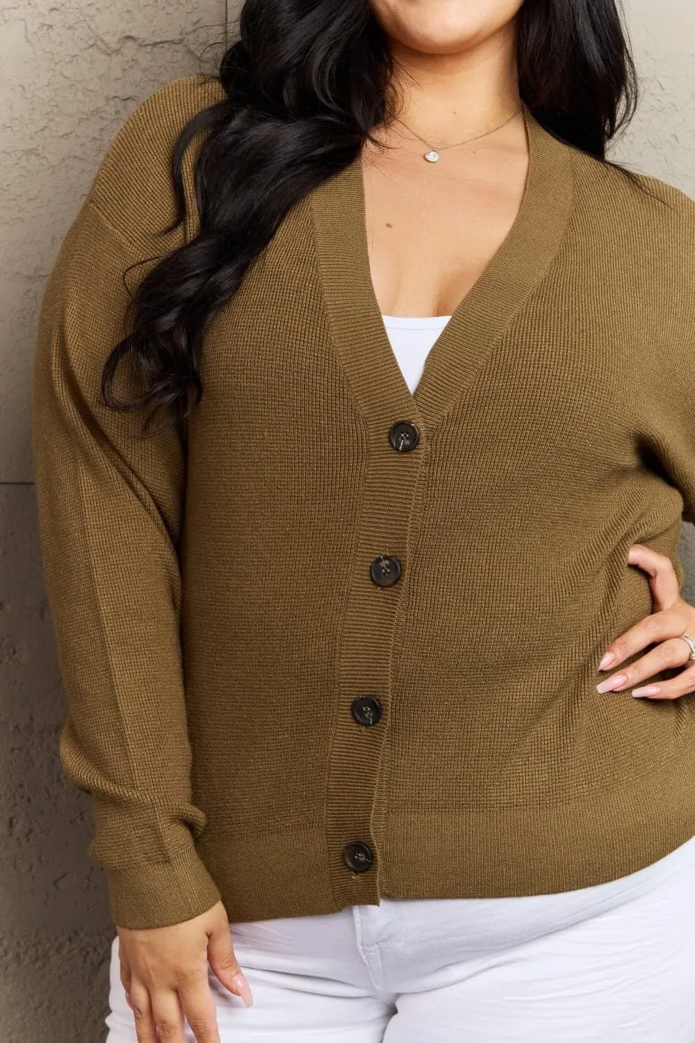 Zenana Kiss Me Tonight Button Down Cardigan, Olive