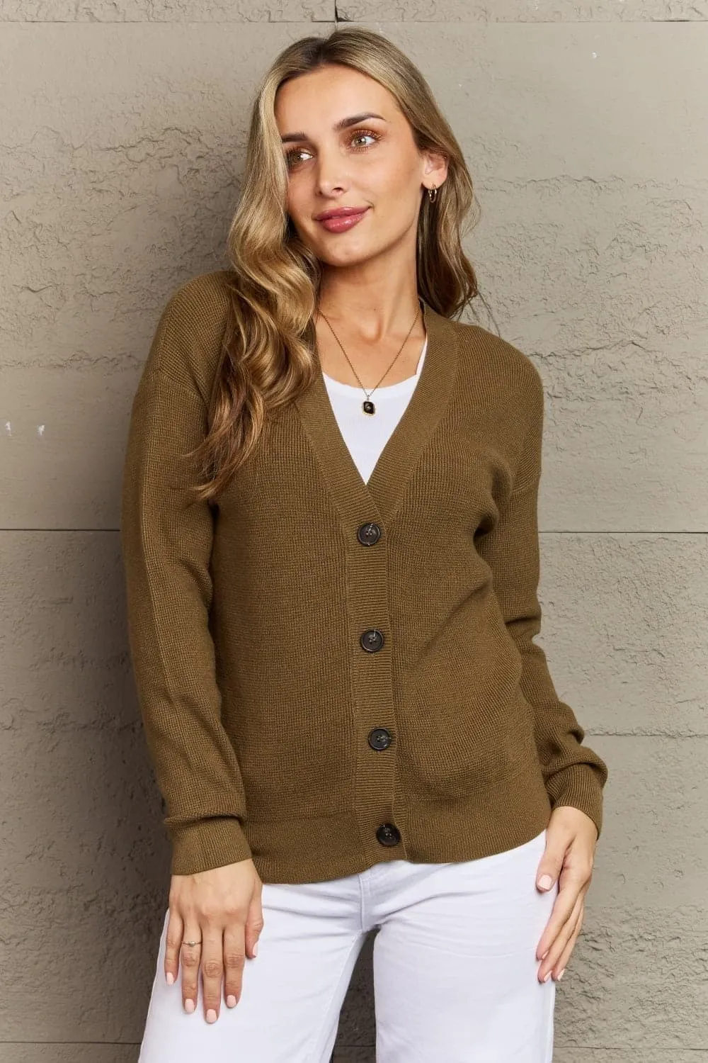 Zenana Kiss Me Tonight Button Down Cardigan, Olive