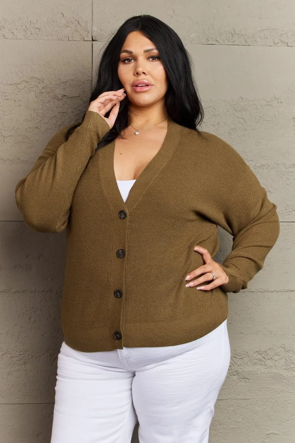 Zenana Kiss Me Tonight Button Down Cardigan, Olive