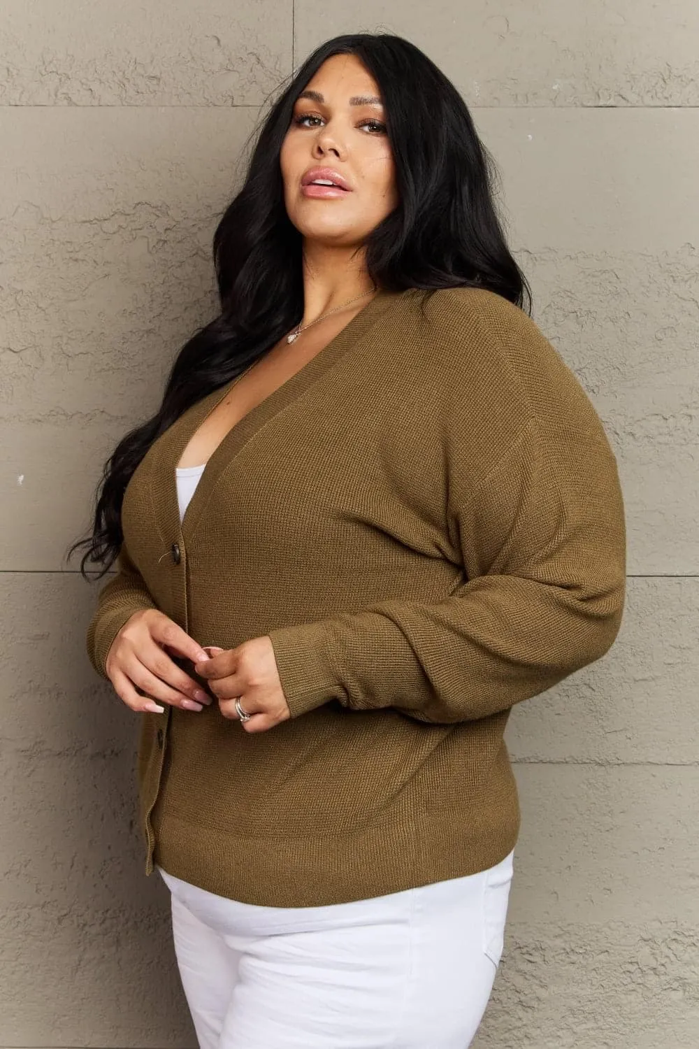 Zenana Kiss Me Tonight Button Down Cardigan, Olive